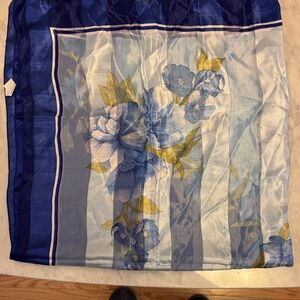 Blue Floral Sheer Scarf